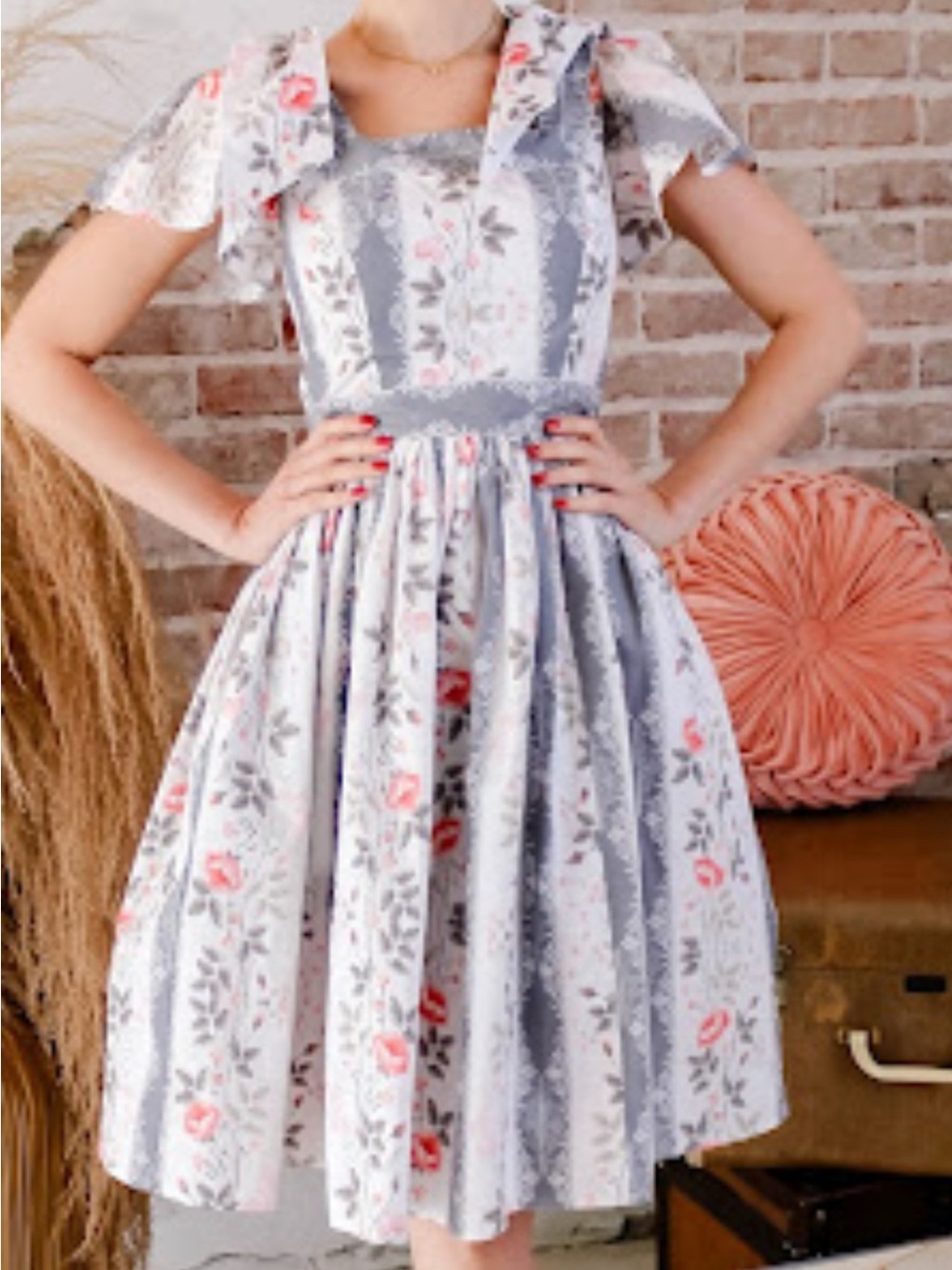Ivy City Co Blue and Pink Floral Sonnet Dress